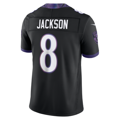 Men's Baltimore Ravens Lamar Jackson Nike Black Alternate Alternate Vapor F.U.S.E. Stitched Limited Jersey