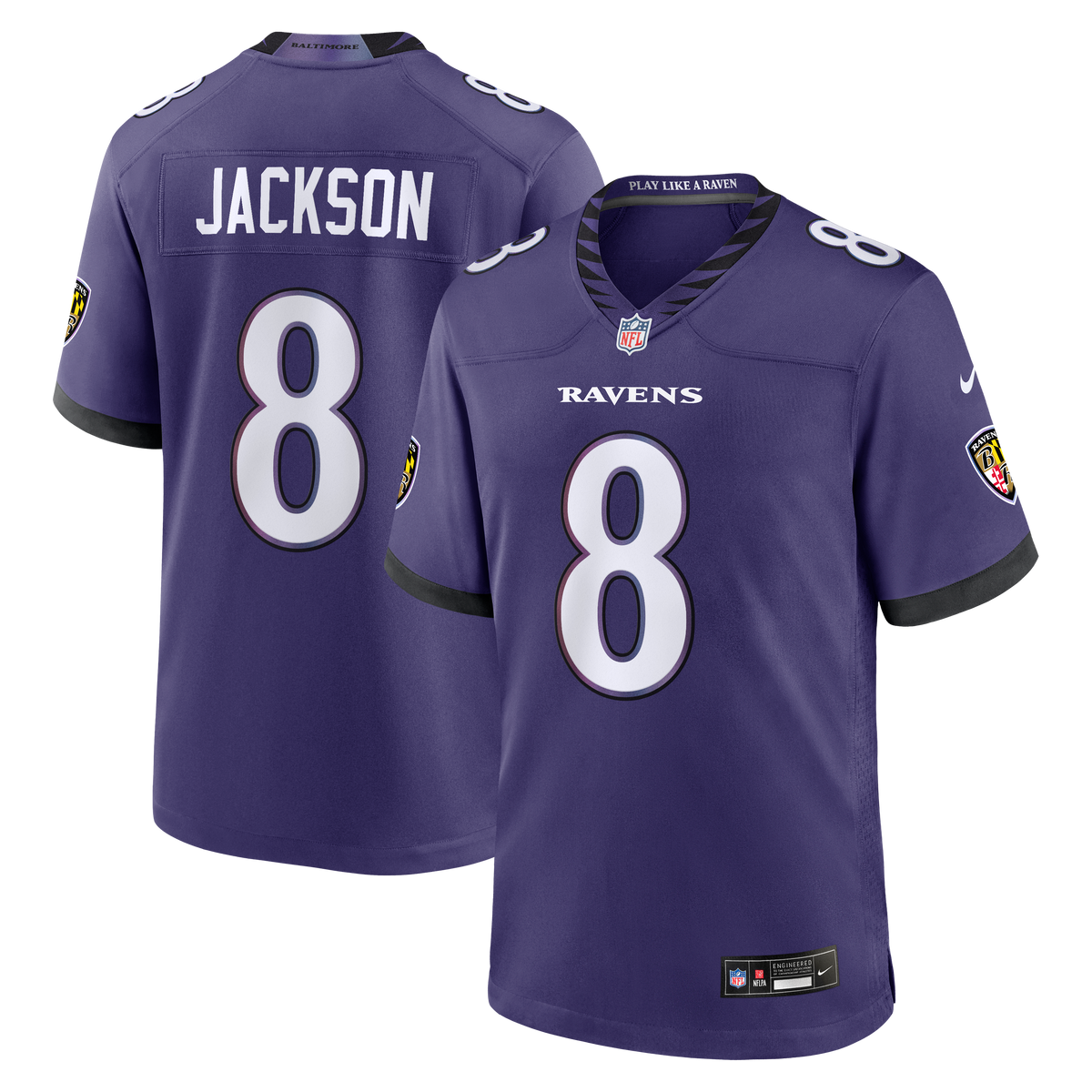 Men's Baltimore Ravens Lamar Jackson Nike Purple Team Game Jersey