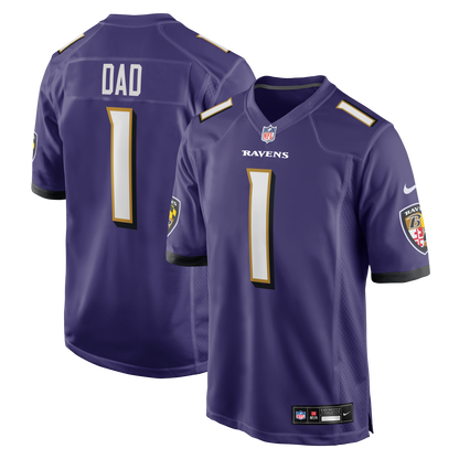 Men's Baltimore Ravens Number 1 Dad Nike Purple Game Jersey