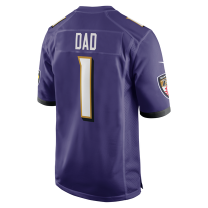 Men's Baltimore Ravens Number 1 Dad Nike Purple Game Jersey