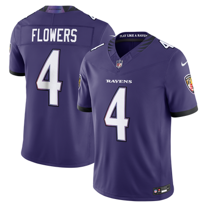 Men's Baltimore Ravens Zay Flowers Nike Purple Team Vapor F.U.S.E. Stitched Limited Jersey