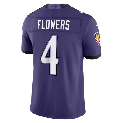 Men's Baltimore Ravens Zay Flowers Nike Purple Team Vapor F.U.S.E. Stitched Limited Jersey