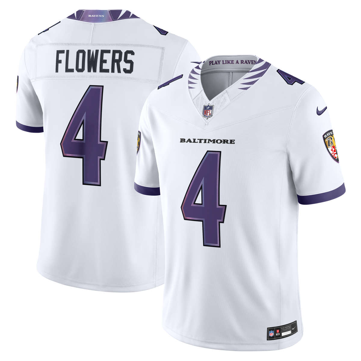 Men's Baltimore Ravens Zay Flowers Nike White Vapor F.U.S.E. Stitched Limited Jersey