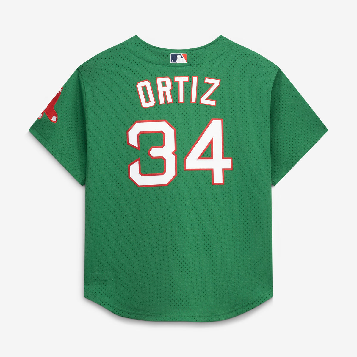 Men's Boston Red Sox David Ortiz Mitchell & Ness Kelly Green Cooperstown Collection Mesh Batting Practice Jersey