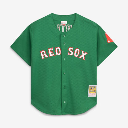 Men's Boston Red Sox David Ortiz Mitchell & Ness Kelly Green Cooperstown Collection Mesh Batting Practice Jersey