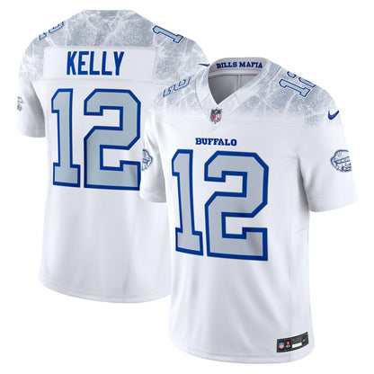 Men's Buffalo Bills Jim Kelly Nike White 2025 Rivalries Collection Stitched Limited Jersey