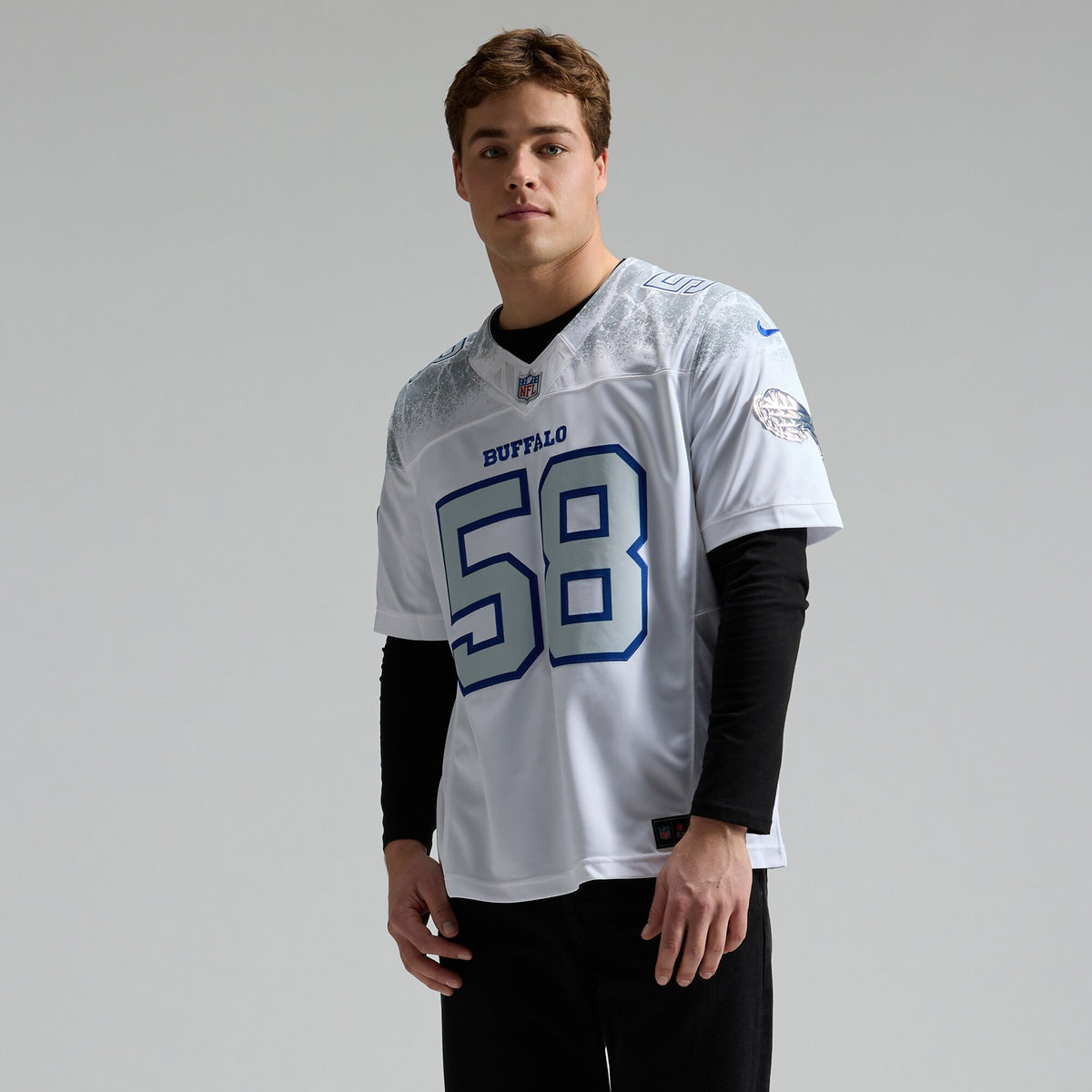Men's Buffalo Bills Matt Milano Nike White 2025 Rivalries Collection Stitched Limited Jersey