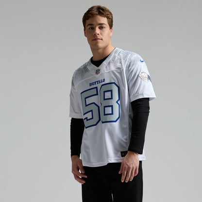 Men's Buffalo Bills Matt Milano Nike White 2025 Rivalries Collection Stitched Limited Jersey