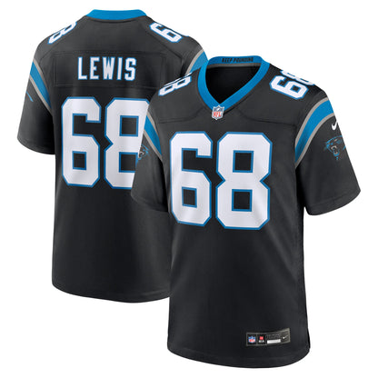 Men's Carolina Panthers Damien Lewis Nike Black Game Jersey