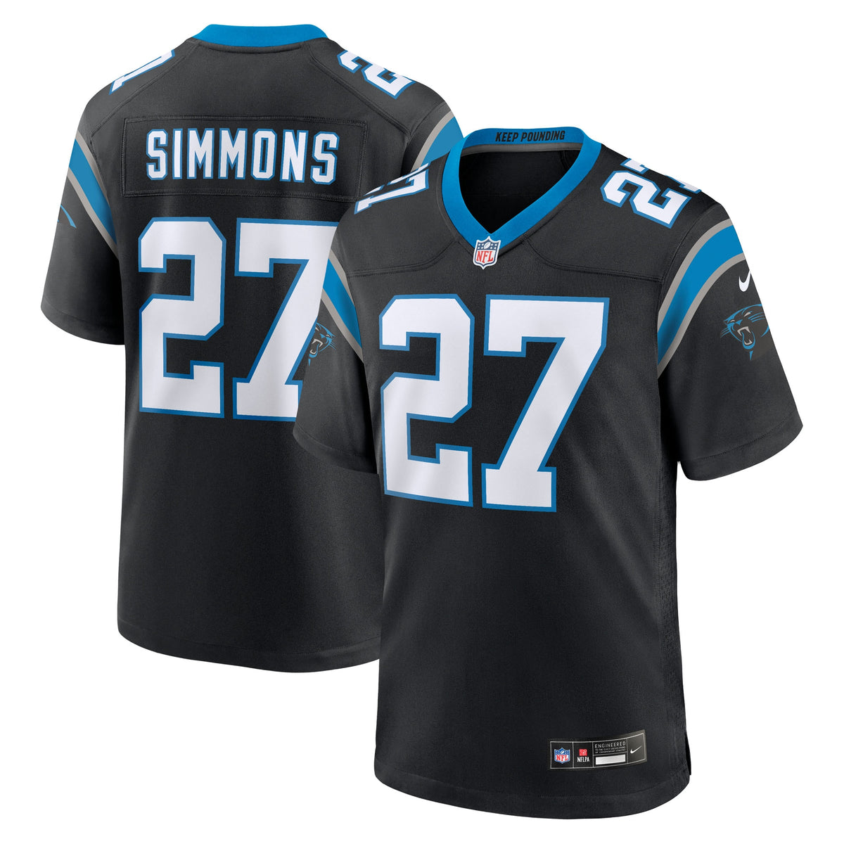 Men's Carolina Panthers Isaiah Simmons Nike Black Team Game Jersey