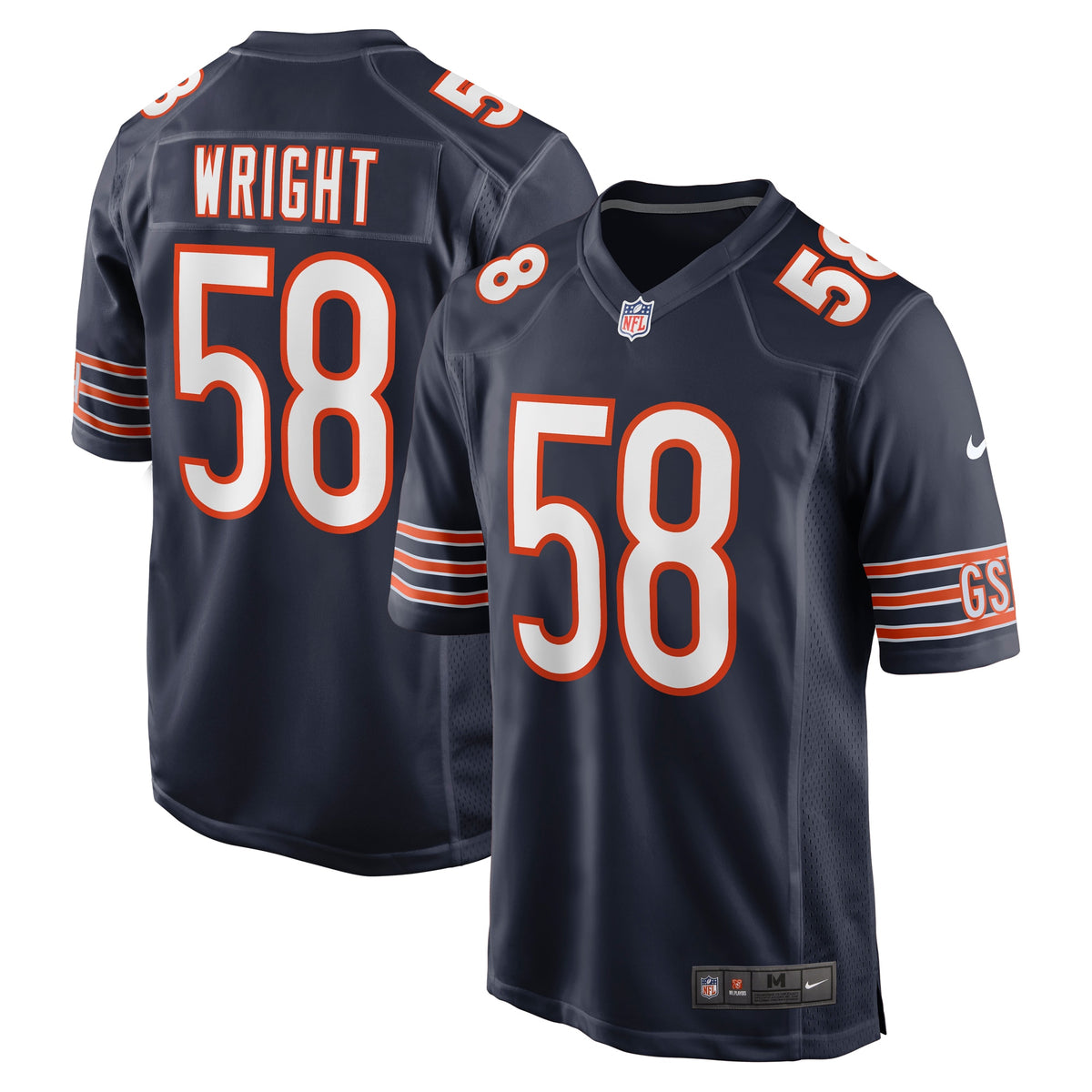 Men's Chicago Bears Darnell Wright Nike Navy Game Jersey