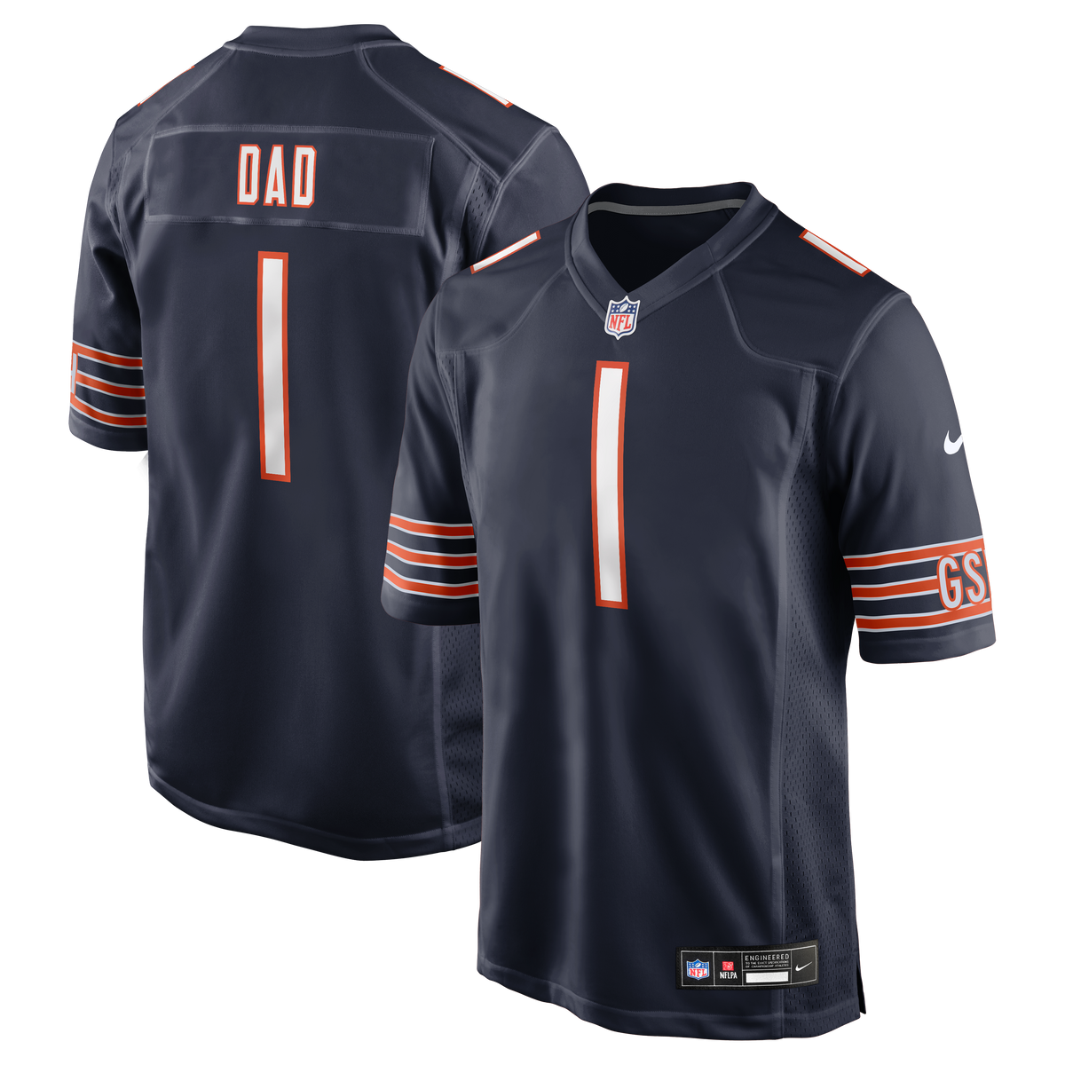 Men's Chicago Bears Number 1 Dad Nike Navy Game Jersey