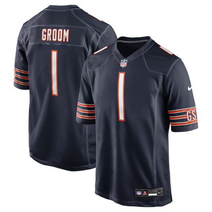 Men's Chicago Bears Number 1 Groom Nike Navy Game Jersey