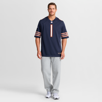 Men's Chicago Bears Number 1 Groom Nike Navy Game Jersey