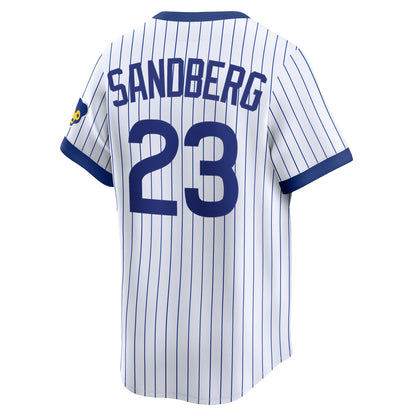 Men's Chicago Cubs Ryne Sandberg Nike White Throwback Cooperstown Collection Limited Jersey