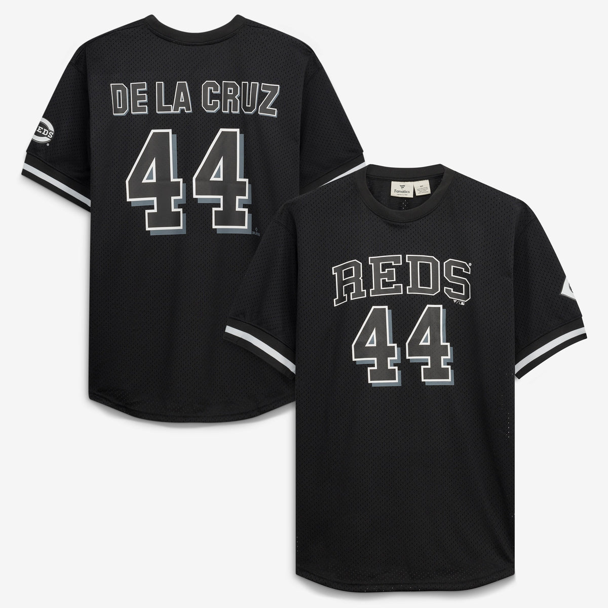 Men's Cincinnati Reds Elly De La Cruz Fanatics Black/White Big & Tall Heavyweight Mesh Jersey