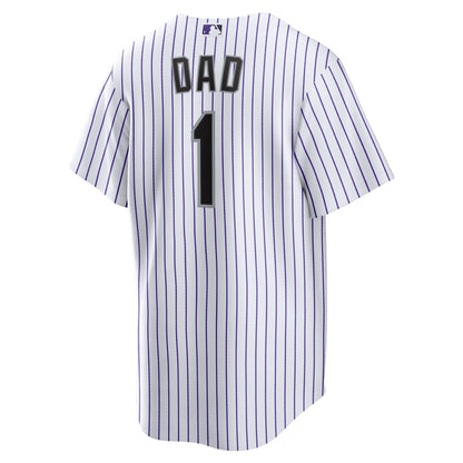 Men's Colorado Rockies Nike White #1 Dad Home Replica Jersey