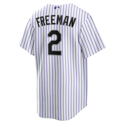 Men's Colorado Rockies Tyler Freeman Nike White Home Replica Jersey
