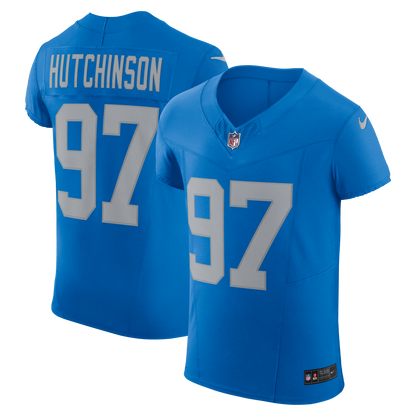 Men's Detroit Lions Aidan Hutchinson Nike Blue Alternate Vapor F.U.S.E. Elite Jersey