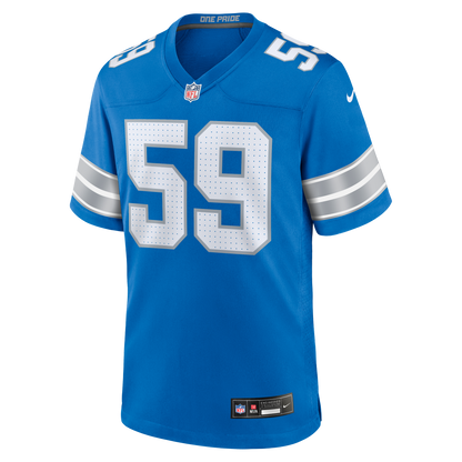 Men's Detroit Lions Giovanni Manu Nike Blue Team Game Jersey