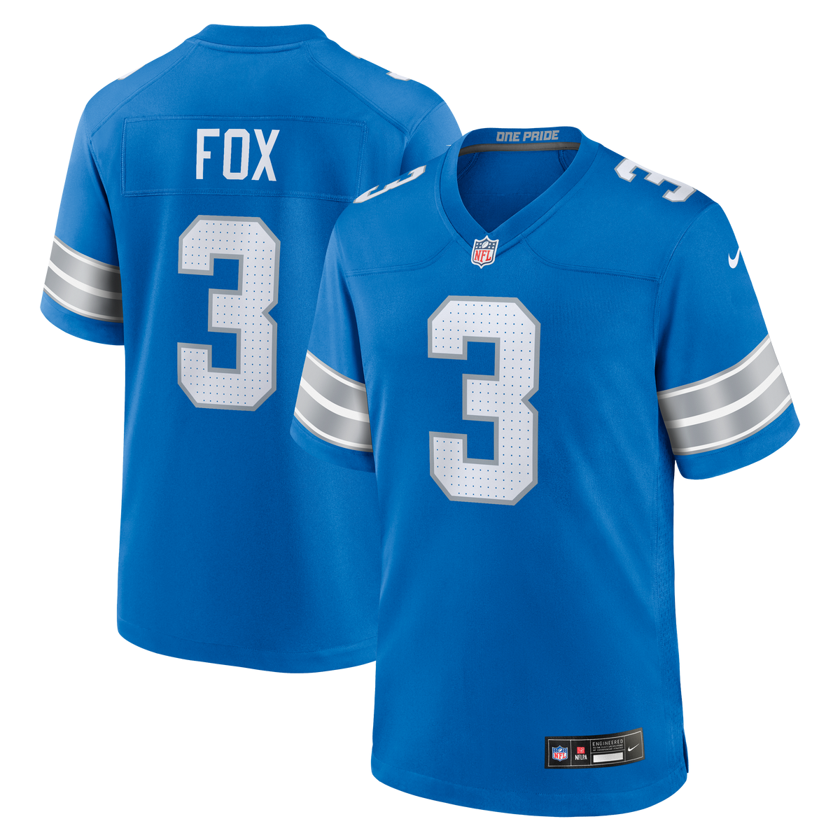 Men's Detroit Lions Jack Fox Nike Blue Team Game Jersey