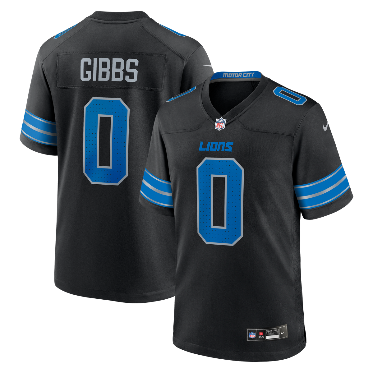 Men's Detroit Lions Jahmyr Gibbs Nike Black 2nd Alternate Game Player Jersey