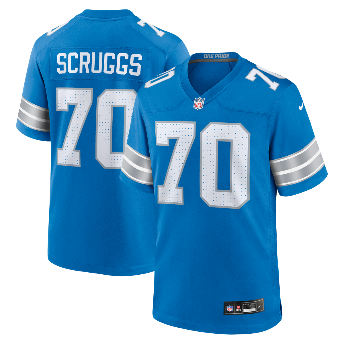 Men's Detroit Lions Juice Scruggs Nike Blue Team Game Jersey