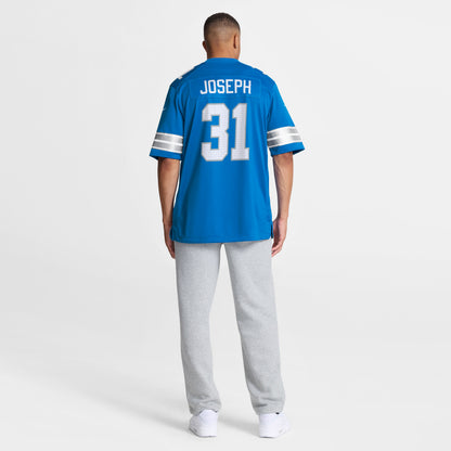 Men's Detroit Lions Kerby Joseph Nike Blue Team Game Jersey