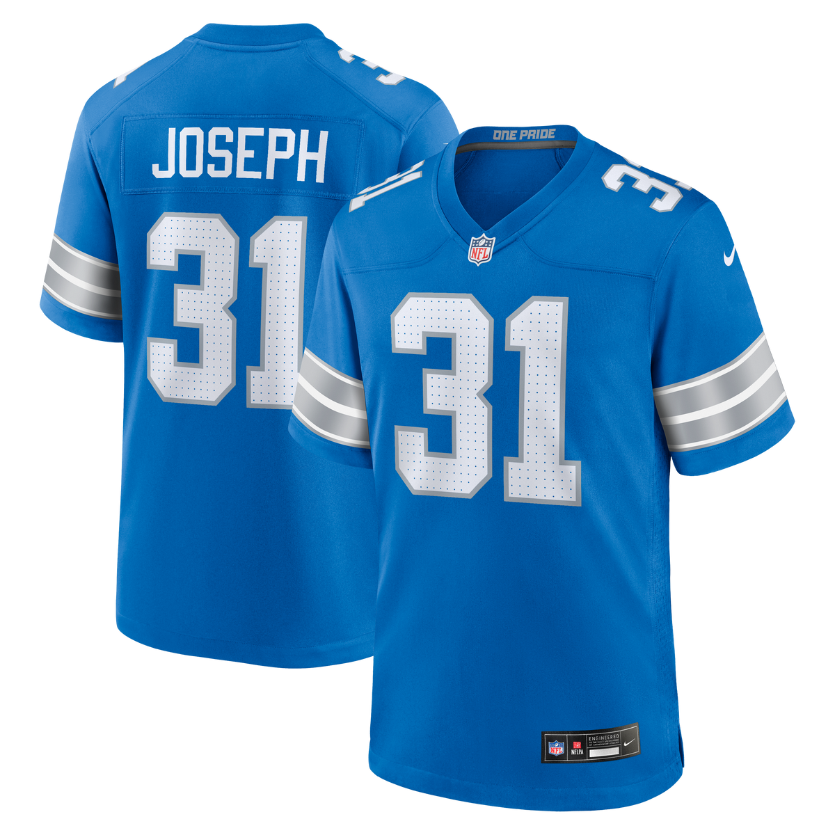 Men's Detroit Lions Kerby Joseph Nike Blue Team Game Jersey