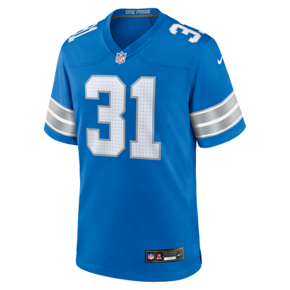 Men's Detroit Lions Kerby Joseph Nike Blue Team Game Jersey