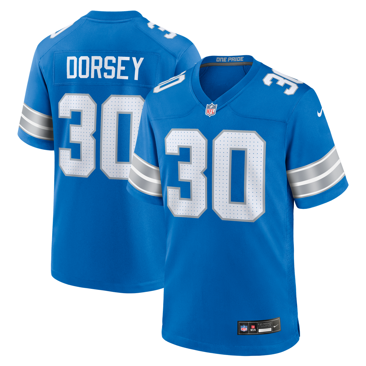 Men's Detroit Lions Khalil Dorsey Nike Blue Team Game Jersey