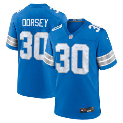 Men's Detroit Lions Khalil Dorsey Nike Blue Team Game Jersey