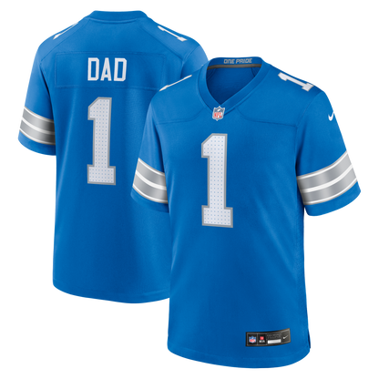 Men's Detroit Lions Number 1 Dad Nike Blue Game Jersey