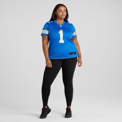 Men's Detroit Lions Number 1 Mom Nike Blue Game Jersey