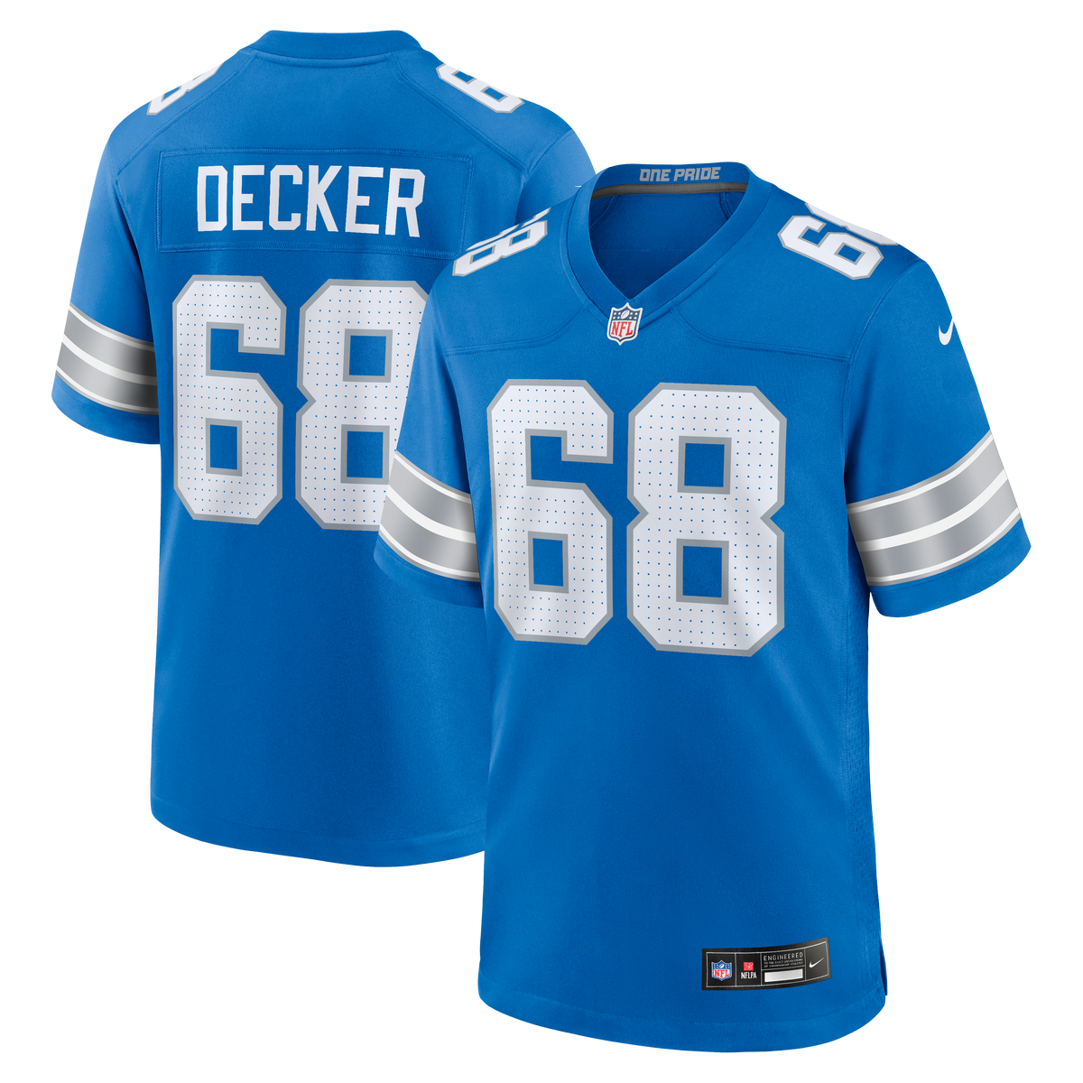 Men's Detroit Lions Taylor Decker Nike Blue Team Game Jersey