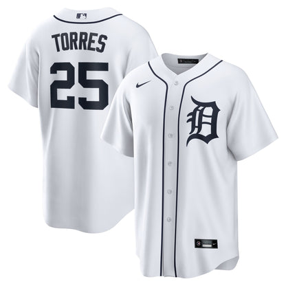 Men's Detroit Tigers Gleyber Torres Nike White Home Replica Jersey