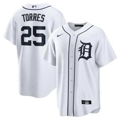 Men's Detroit Tigers Gleyber Torres Nike White Home Replica Jersey