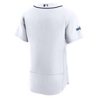 Men's Detroit Tigers Nike White Home Sponsor Patch Authentic Jersey