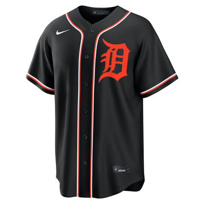 Men's Detroit Tigers Riley Greene Nike Fashion Replica Black Out Jersey