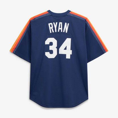 Men's Houston Astros Nolan Ryan Mitchell & Ness Navy Cooperstown Collection Big & Tall Mesh Batting Practice Jersey