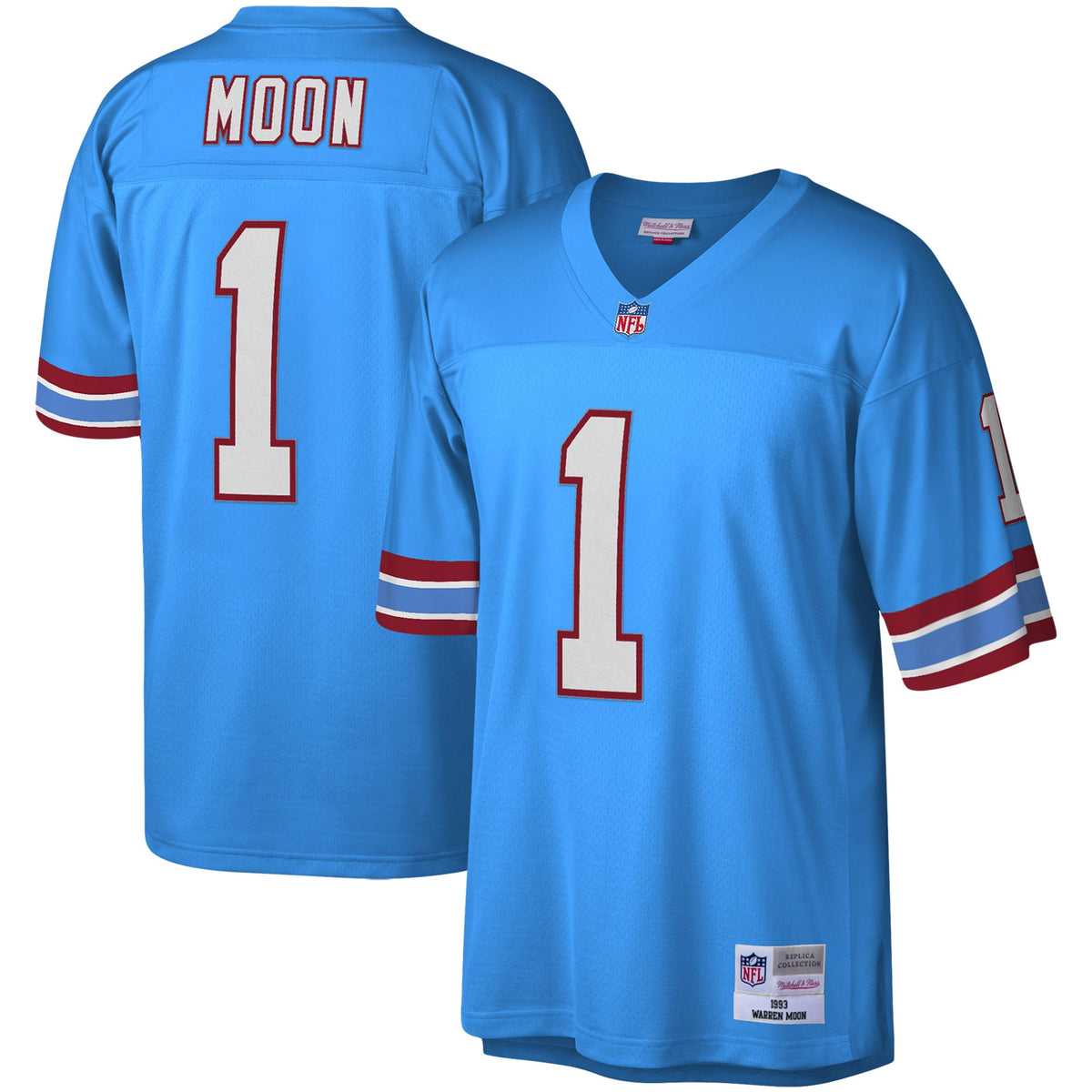 Men's Houston Oilers Warren Moon Mitchell & Ness Light Blue Legacy Replica Jersey