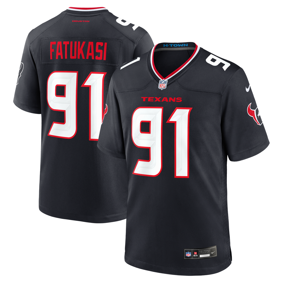 Men's Houston Texans Folorunso Fatukasi Nike Navy Team Game Jersey