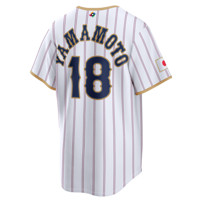 Men's Japan Baseball Yoshinobu Yamamoto Nike White 2026 World Baseball Classic Home Stadium Jersey