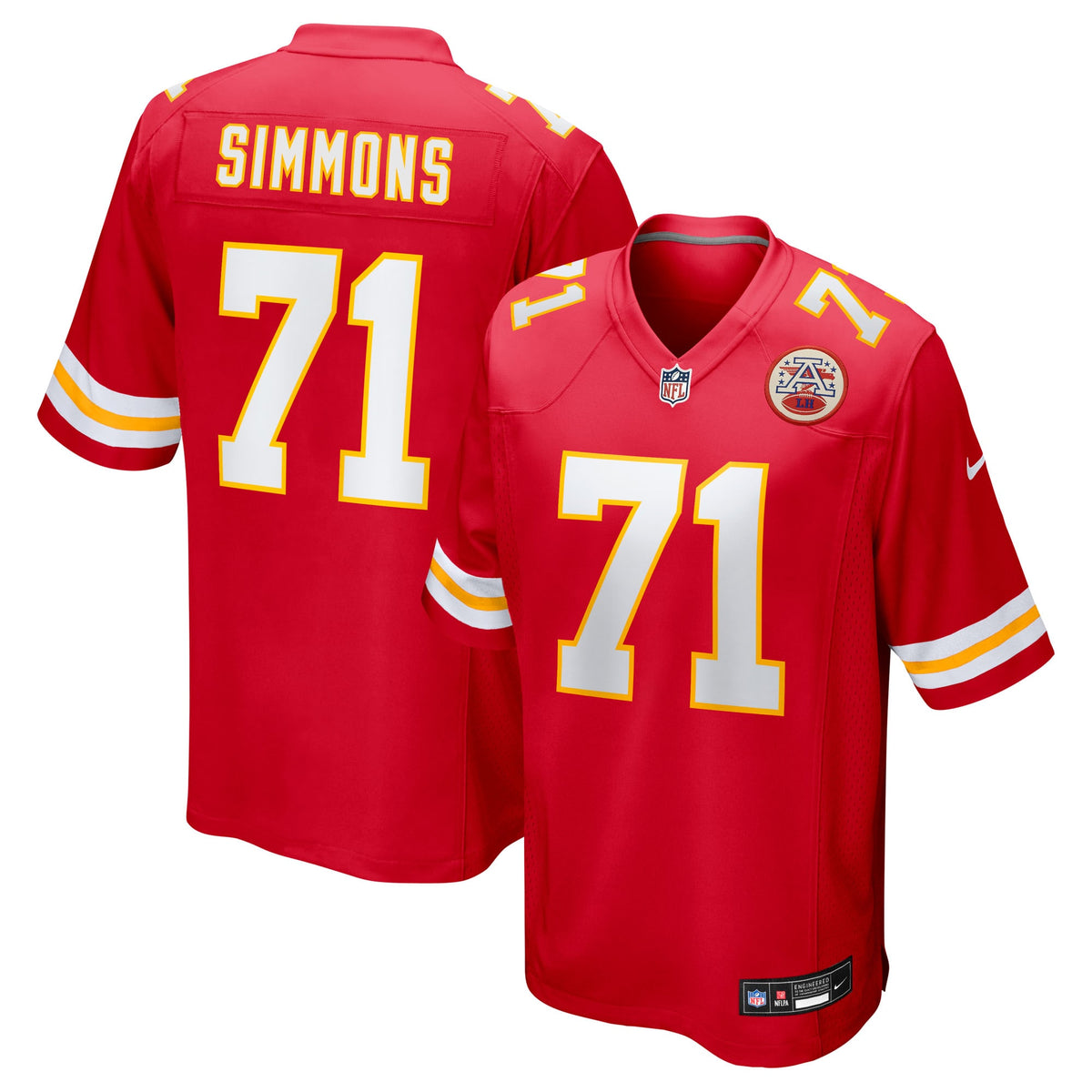 Men's Kansas City Chiefs Josh Simmons Nike Red Game Jersey