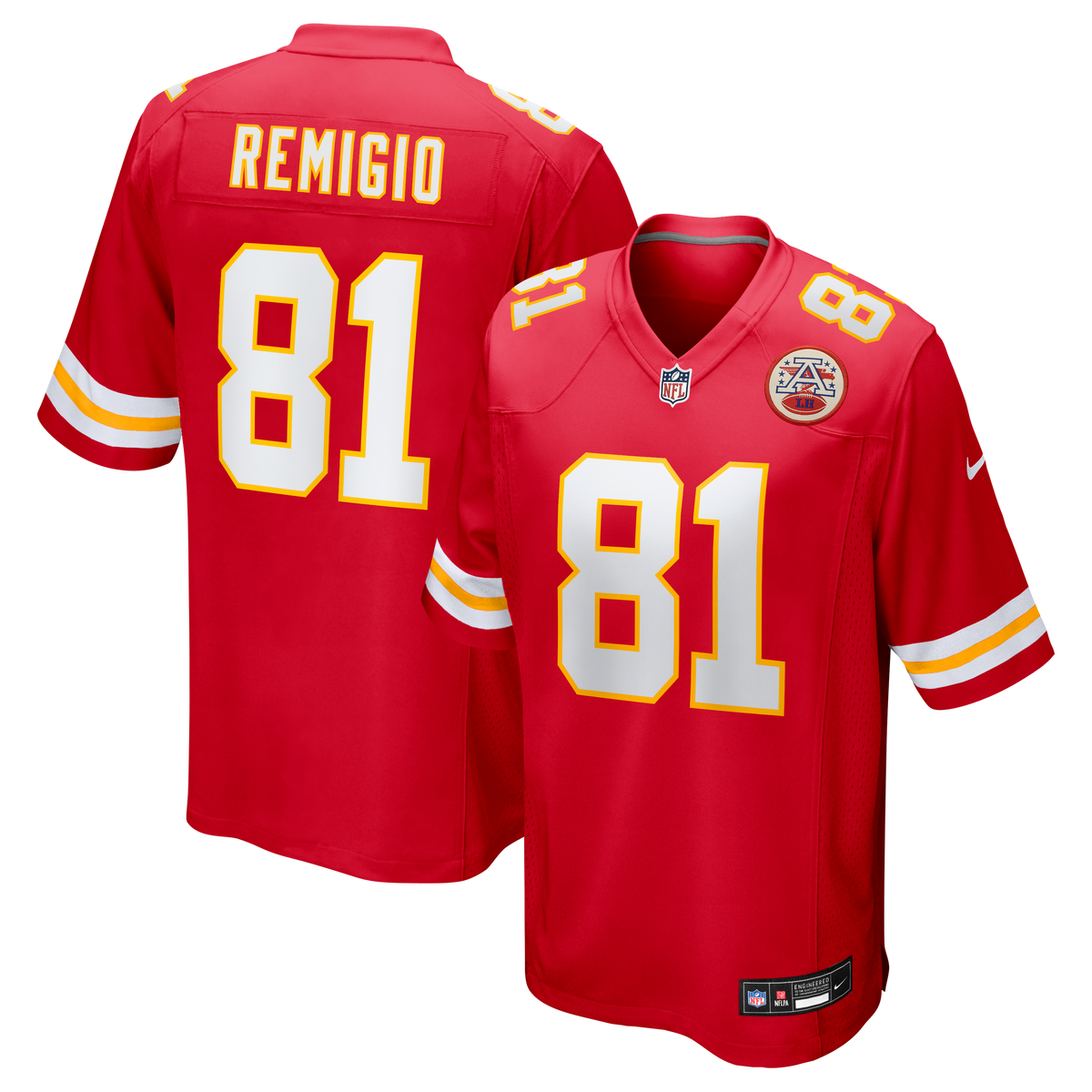 Men's Kansas City Chiefs Nikko Remigio Nike Red Team Game Jersey