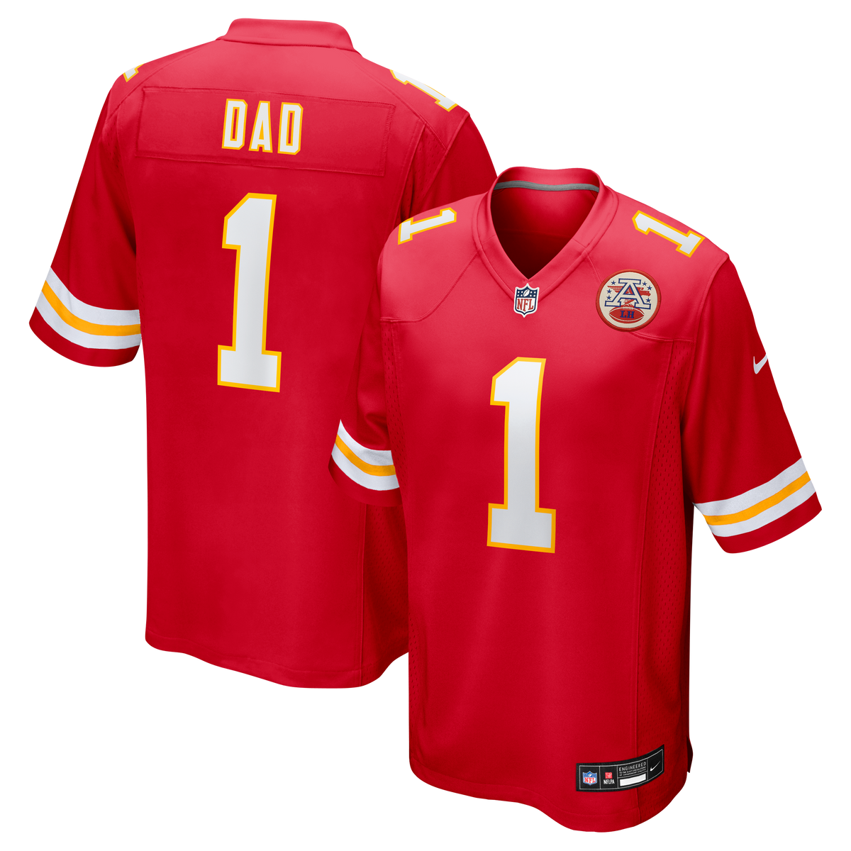 Men's Kansas City Chiefs Number 1 Dad Nike Red Game Jersey