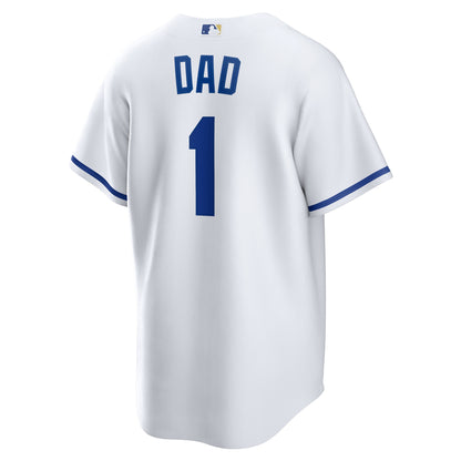 Men's Kansas City Royals Nike White #1 Dad Home Replica Jersey