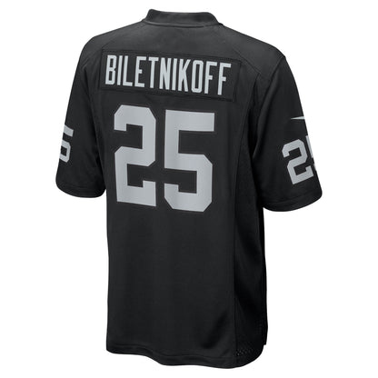 Men's Las Vegas Raiders Fred Biletnikoff Nike Black Game Retired Player Jersey