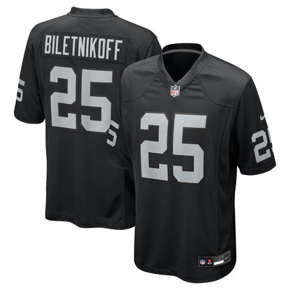 Men's Las Vegas Raiders Fred Biletnikoff Nike Black Game Retired Player Jersey