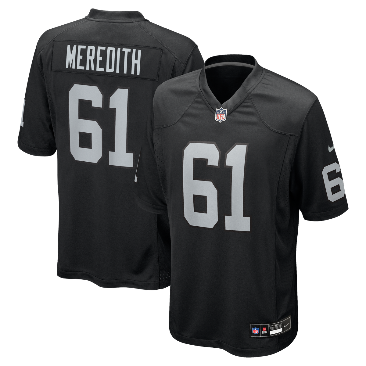 Men's Las Vegas Raiders Jordan Meredith Nike Black Game Player Jersey